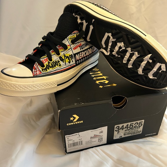 Converse Kids' Graphic Black, Red, and Yellow Sneakers. Hispanic Heritage Month - Picture 1 of 2